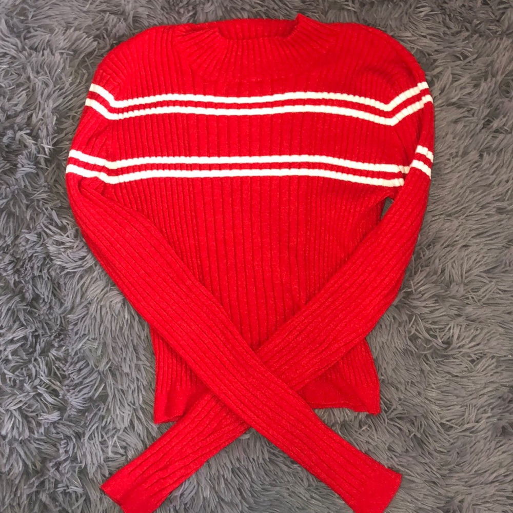 Pacsun red and white tight fitted sweater!!!
